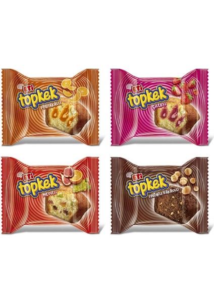 Topkek Meyveli Kek 40 g x 24 Adet İncir Portakal Ayva Üzüm Parçacıklı Yumuşak Atıştırmalık fırsatları