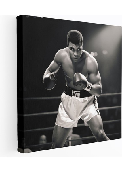 Muhammad Ali Duvar Sanatı - Yoğun Siyah Beyaz Kanvas Tablo - Duvar Dekorasyonu Için Muhammad Ali Kanvas Duvar Sanatı