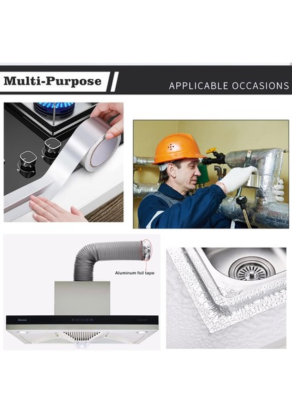 Alüminyum Folyo Bant Yanmaz Kombi Soba Borusu Bandı 48MM x 5m