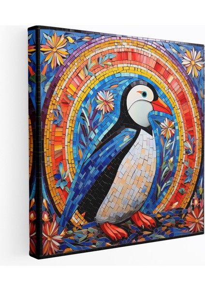 Penguen Mozaik Duvar Sanatı - Renkli Seramik Başyapıtı - Kanvas Tablo Detaylı Sanat Eseri