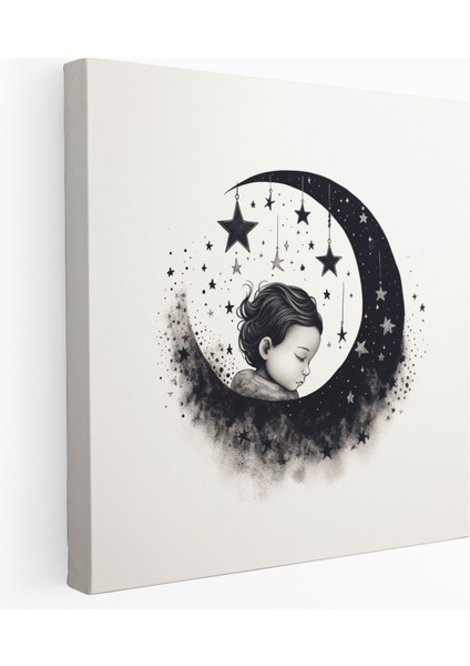 Bebe Odası Minimalist Mürekkep Duvar Sanatı - Bebek Odası Kanvas Duvar Sanatı Minimalist Mürekkep Illüstrasyonları