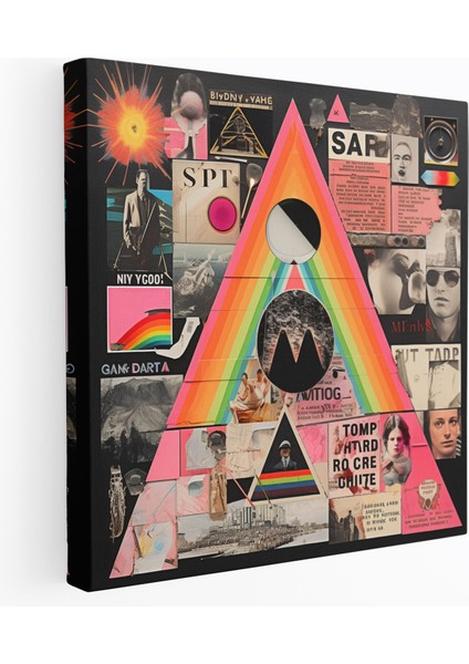 Pink Floyd Retro Kolaj Kanvas Tablo - Duvar Sanatı Ev Dekorasyonu