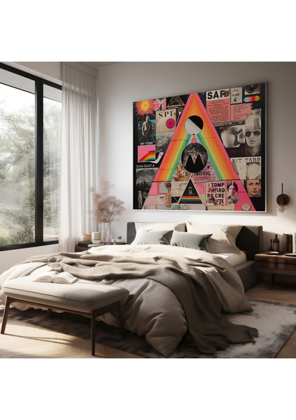 Pink Floyd Retro Kolaj Kanvas Tablo - Duvar Sanatı Ev Dekorasyonu modelleri