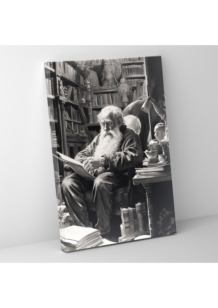 Eski Insanlar Kanvas Tablosu - Kitaplar Duvar Dekorasyonu