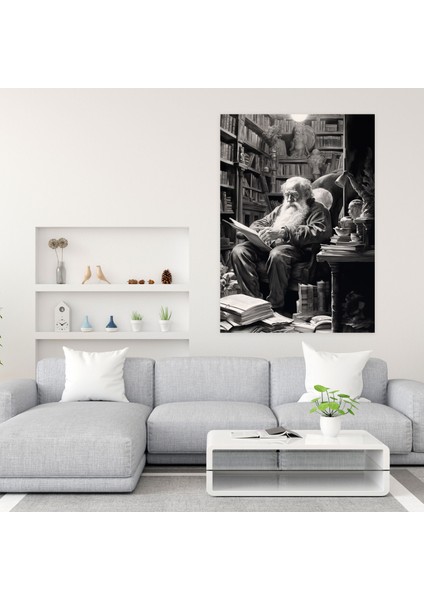 Eski Insanlar Kanvas Tablosu - Kitaplar Duvar Dekorasyonu fiyatları