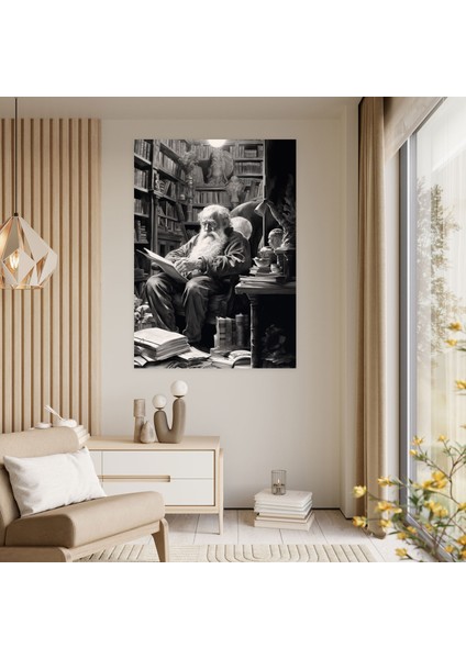 Eski Insanlar Kanvas Tablosu - Kitaplar Duvar Dekorasyonu modelleri