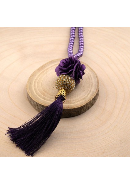 Mini Taşlı Güllü Tesbih Mor (99LU - 6mm) fiyatları