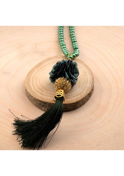 Mini Taşlı Güllü Tesbih Yeşil (99LU - 6mm) fiyatları