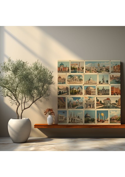 Nostaljik Duvar Dekorasyonu - Farklı Şehirlerden Vintage Kartpostallar - Gezgin Ruhunun Esintisi Kanvas Tablo fiyatları