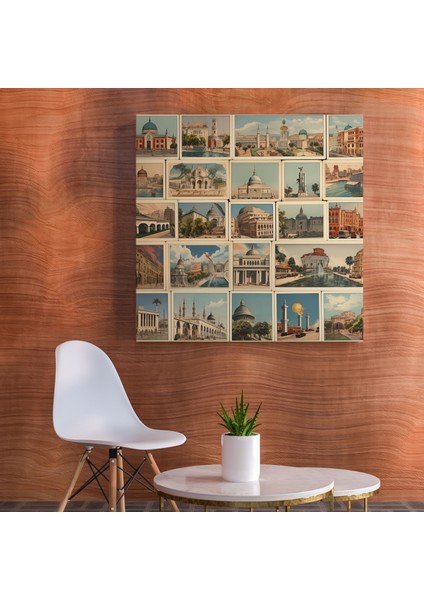 Nostaljik Duvar Dekorasyonu - Farklı Şehirlerden Vintage Kartpostallar - Gezgin Ruhunun Esintisi Kanvas Tablo modelleri