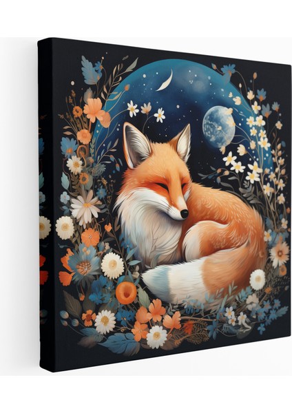 Parlak Ay Işığında Tilki Sığınağı Kanvas Tablo