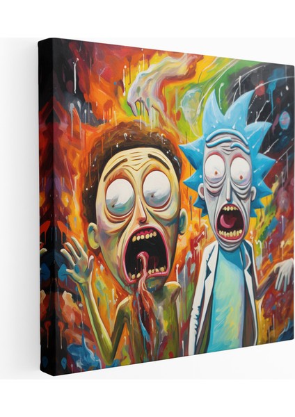 Abstract Expressionist Rick ve Morty Kanvas Tablo Baskısı