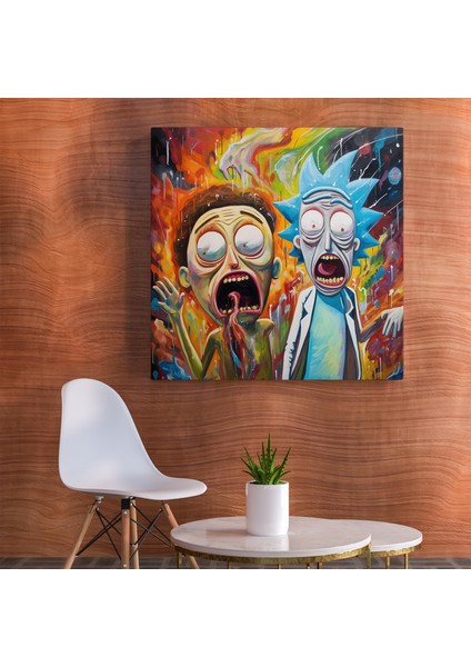 Abstract Expressionist Rick ve Morty Kanvas Tablo Baskısı fiyatları