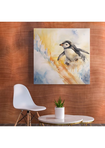Kaydıran Penguen Kanvas Tablo Duvar Sanatı - Penguen Kaygısız Ruh Canlı Renkler Ev Dekorasyonu modelleri
