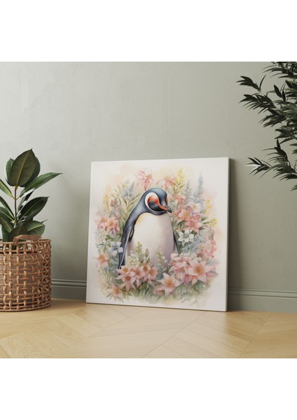 Penguen Duvar Sanatı - Botanik Penguen Cenneti - Penguen Doğadan Esinlenen Bol Çiçekli Duvar Sanatı fiyatları
