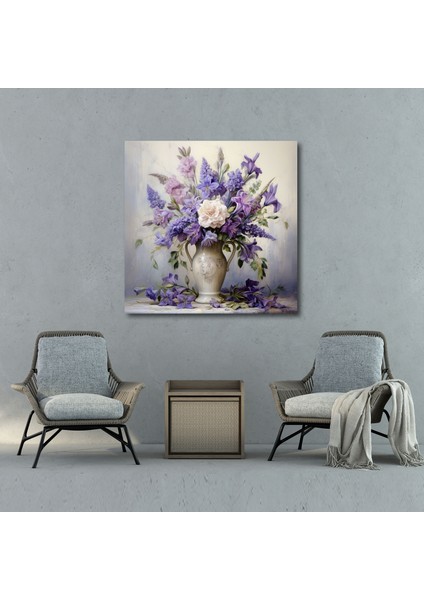 Mor Çiçek Buketi Kanvas Tablo - Mor Kanvas Mor Duvar Dekorasyonu fiyatları