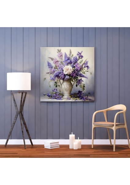 Mor Çiçek Buketi Kanvas Tablo - Mor Kanvas Mor Duvar Dekorasyonu modelleri