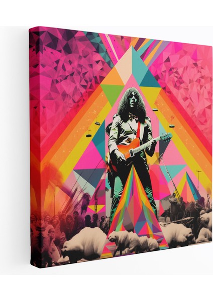 Pink Floyd Duvar Sanatı - Albüm Kapakları ve Konser Fotoğraflarının Pop Art Dijital Koleksiyonu - Pink Floyd Konser Fotoğrafları Psikedelik Desenler Kanvas Tablo Sanatı