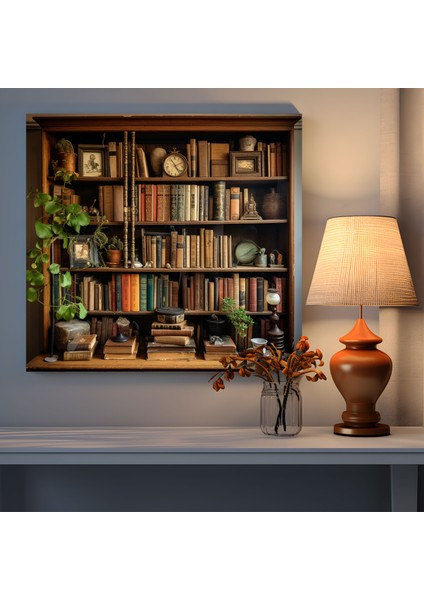 Nostaljik Duvar Sanatı - Vintage Kitaplık Kanvas Tablo - Sevgiyle Anılan Kitaplar Kanvas Tablo fiyatları