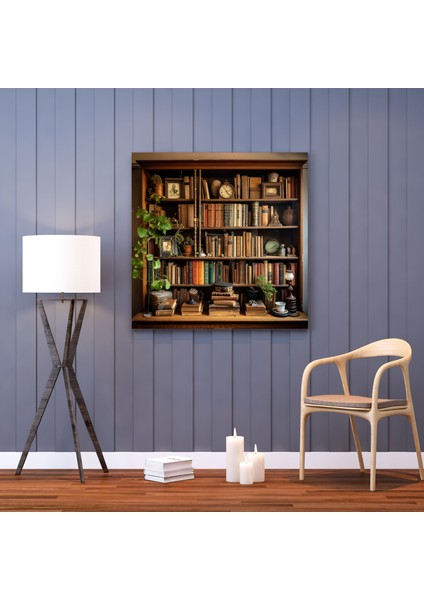 Nostaljik Duvar Sanatı - Vintage Kitaplık Kanvas Tablo - Sevgiyle Anılan Kitaplar Kanvas Tablo modelleri