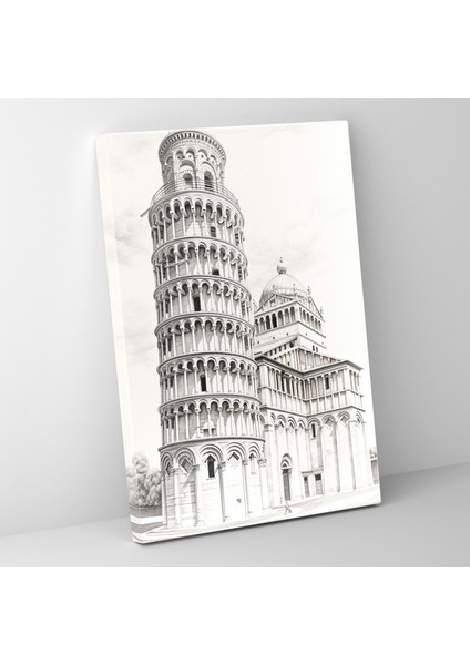 Pisa Eğik Kulesi Duvar Sanatı - Duvar Dekorasyonu Gerçekçi Eskiz Sophistication