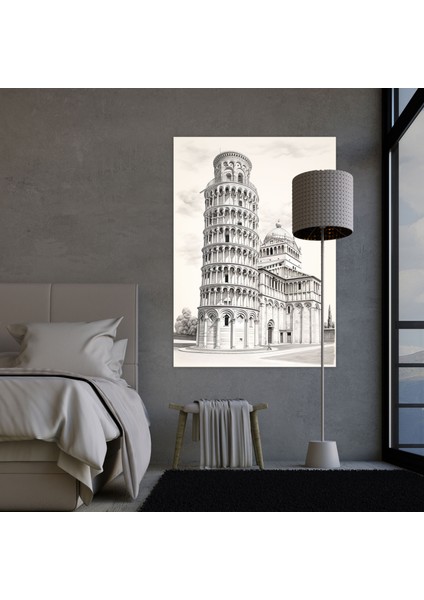 Pisa Eğik Kulesi Duvar Sanatı - Duvar Dekorasyonu Gerçekçi Eskiz Sophistication modelleri