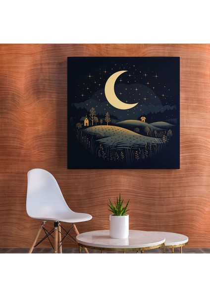 Çocuk Odası Ay Işığında Kanvas Tablo - Çocuk Odası Minimalist Tasarım Duvar Dekorasyonu Kanvas Duvar Sanatı fiyatları
