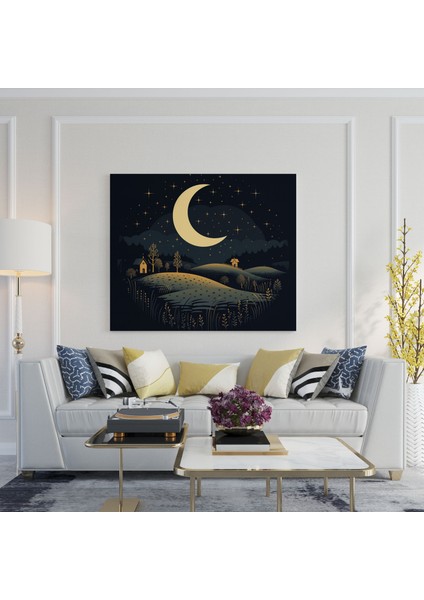 Çocuk Odası Ay Işığında Kanvas Tablo - Çocuk Odası Minimalist Tasarım Duvar Dekorasyonu Kanvas Duvar Sanatı modelleri