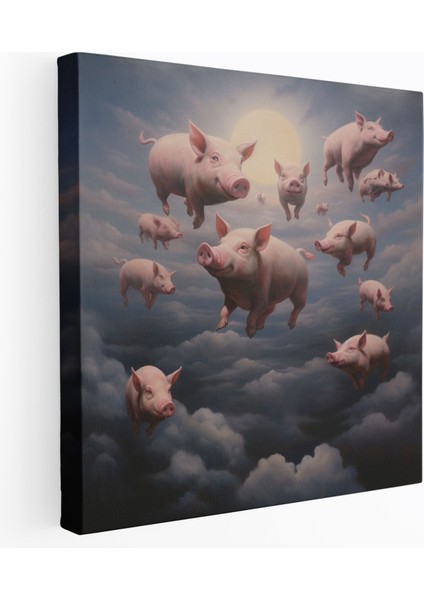 Pembe Floyd Kanvas Tablo - Gerçeküstü Yüzen Domuzlar Duvar Sanatı