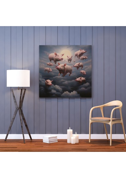 Pembe Floyd Kanvas Tablo - Gerçeküstü Yüzen Domuzlar Duvar Sanatı fiyatları