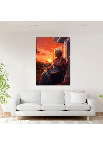 Yaşlıların Duvardaki Sanatı - Kanvas Tablo Sıcaklık Canlı Günbatımı fiyatları