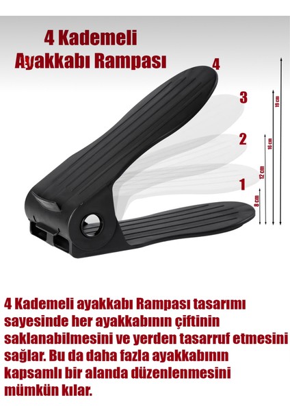 12’li Ayakkabı Rampası - Ayarlanabilir, Kaydırmaz Dolap Içi Ayakkabı Düzenleyici modelleri