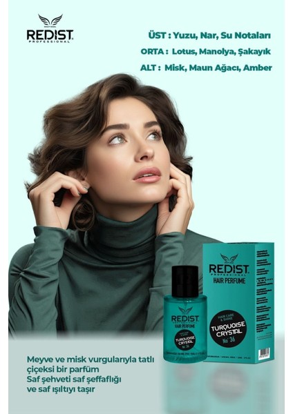 Saç Parfümü Turquoise Crystal 50 ml Cam Şişe Ferahlatıcı Aromatik Koku