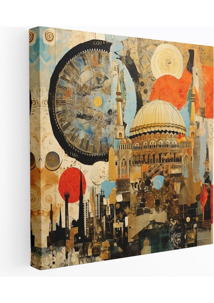 Yüksek Kaliteli Kanvas Tablo - Osmanlı Imparatorluğu Desenleri ve Dokuları - Soyut Karışık Medya Kolajı - Duvar Dekorasyonu