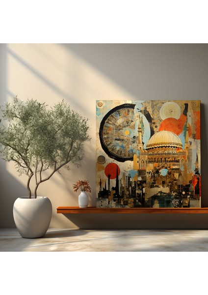 Yüksek Kaliteli Kanvas Tablo - Osmanlı Imparatorluğu Desenleri ve Dokuları - Soyut Karışık Medya Kolajı - Duvar Dekorasyonu fiyatları