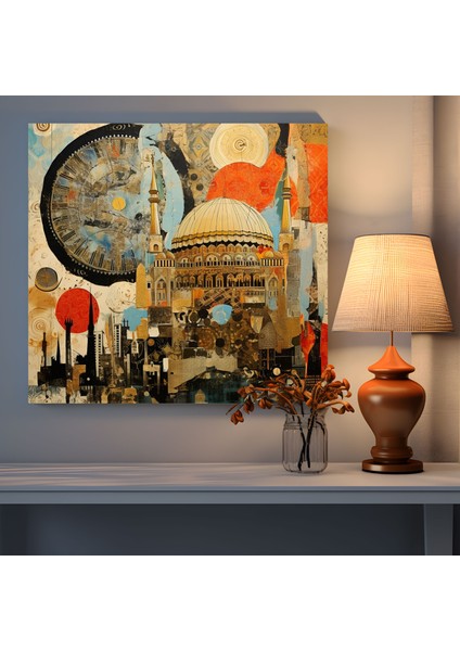 Yüksek Kaliteli Kanvas Tablo - Osmanlı Imparatorluğu Desenleri ve Dokuları - Soyut Karışık Medya Kolajı - Duvar Dekorasyonu modelleri