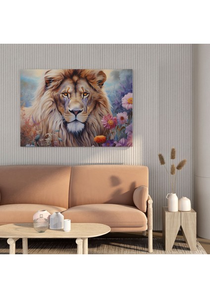 Pastel Duvar Dekorasyonu - Aslan Portre Kanvas Tablo Baskı - Pastel Aslan Portre Ev Dekorasyonu fiyatları