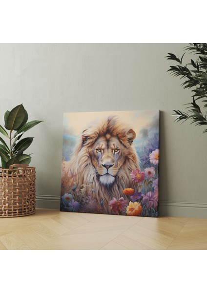 Pastel Duvar Dekorasyonu - Aslan Portre Kanvas Tablo Baskı - Pastel Aslan Portre Ev Dekorasyonu modelleri