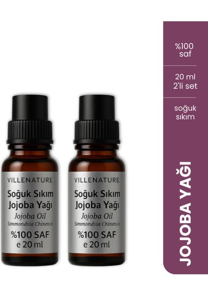 Vıllenature 2'li Set Soğuk Sıkım Jojoba Yağı “jojoba Oil” (Simmondsia Chinensis) 20 ml
