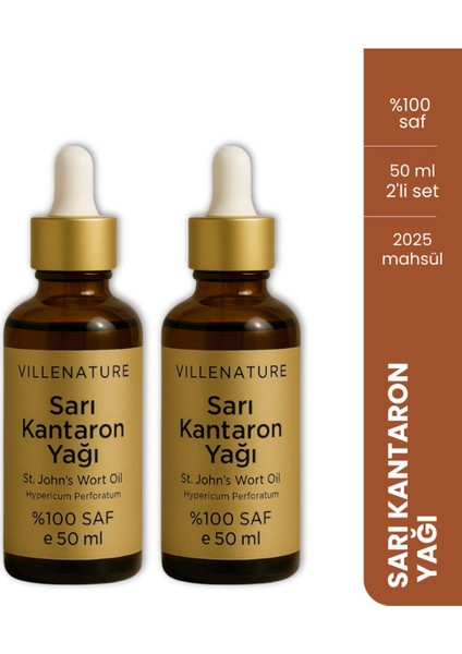 Vıllenature 2'li Set Soğuk Sıkım Kantaron Yağı “st. John's Wort Oil” (Hypericum Perforatum) 50 ml