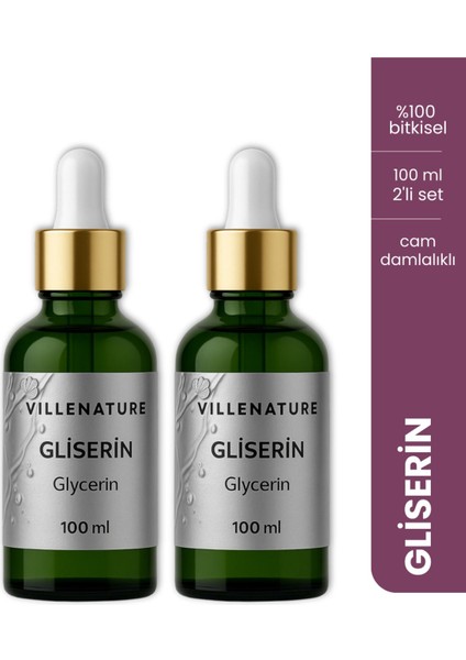 Vıllenature 2'li Set Gliserin Yağı Cam Damlalıklı Şişe 100 ml