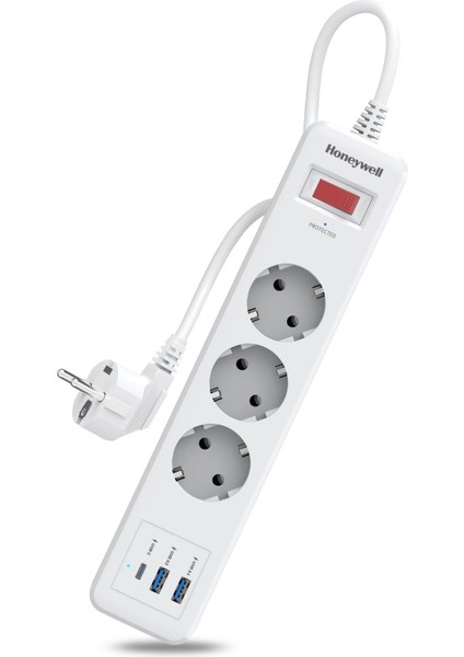 Akım Korumalı Priz 3lü 1xtype-C 2xusb-A HC000037