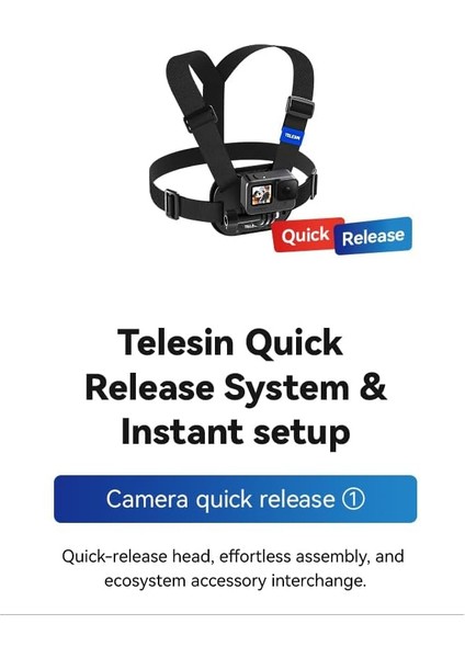 TELESIN Aksiyon Kamera Göğüs Askısı (Vest Chest) | Hızlı Çıkarılabilir Yelek Göğüs Kayışı | GoPro 13/12/11/10/9/8/7/6/5, Osmo Action 3/4/5 Pro, Insta360 Modelleri ile uyumludur (Siyah)