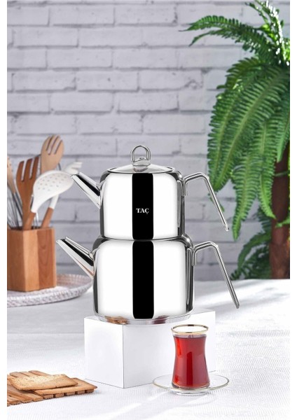 Hera Maxi 2 Parça Platin Renkli Paslanmaz Çelik Çaydanlık Takımı - Şık ve Modern Tasarım indirimleri