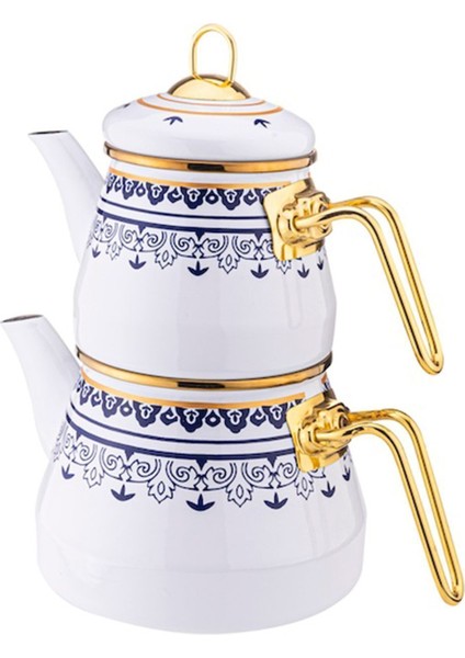 Emaye Çaydanlık Seti Bambu Desenli Yüksek Isıya Dayanıklı 1 lt Demlik 2 lt Alt Isıtıcı modelleri