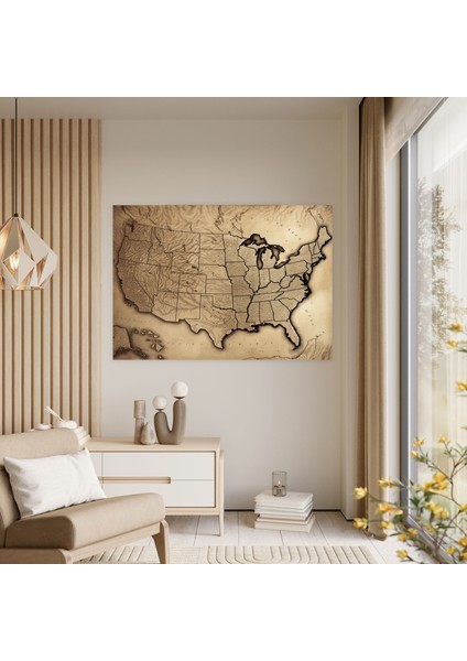 Antika Amerika Birleşik Devletleri Haritası Kanvas Tablo - Detaylı Detaylar Antika Tasarım Ev Dekorasyonu fiyatları