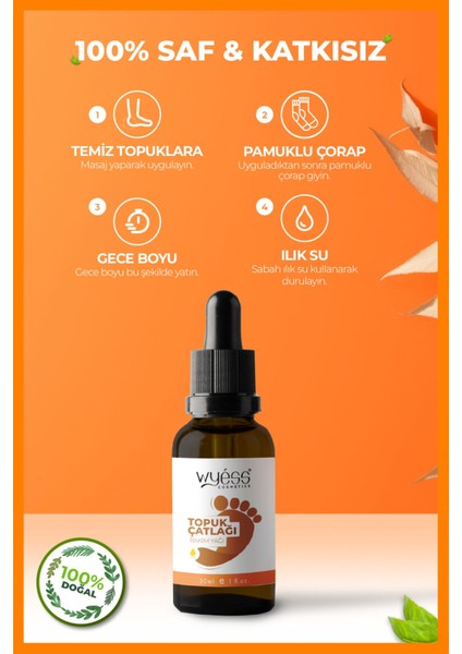 Doğal İçerikli Ayak ve Topuk Bakım Yağı - Hızla Emilir, 30 ml, Shea Yağı ve E Vitamini İçerir