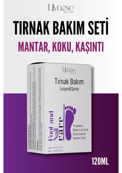 Ayak ve Tırnak Bakım Seti: Mantar, Koku ve Kaşıntıyı Gideren Losyon ve Sprey (60 ml + 60 ml) fırsatları