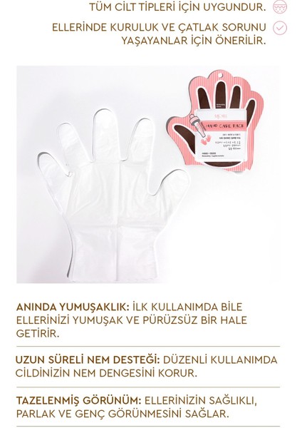Eldiven Tipi Yoğun Nemlendirici El Maskesi - Shea Yağı ve E Vitamini ile Zenginleştirilmiş Bitkisel Bakım, 1 Çift modelleri