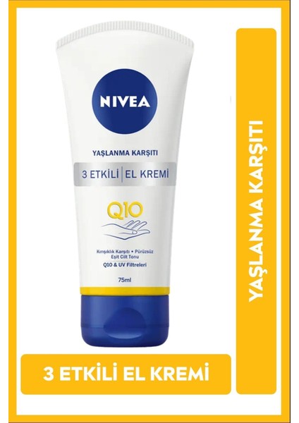 Q10 3 Etkili El Kremi 75 ml Anti Alerjik UV Lekelerine Karşı Ton Eşitleyici Yoğun Nemlendirici fırsatları
